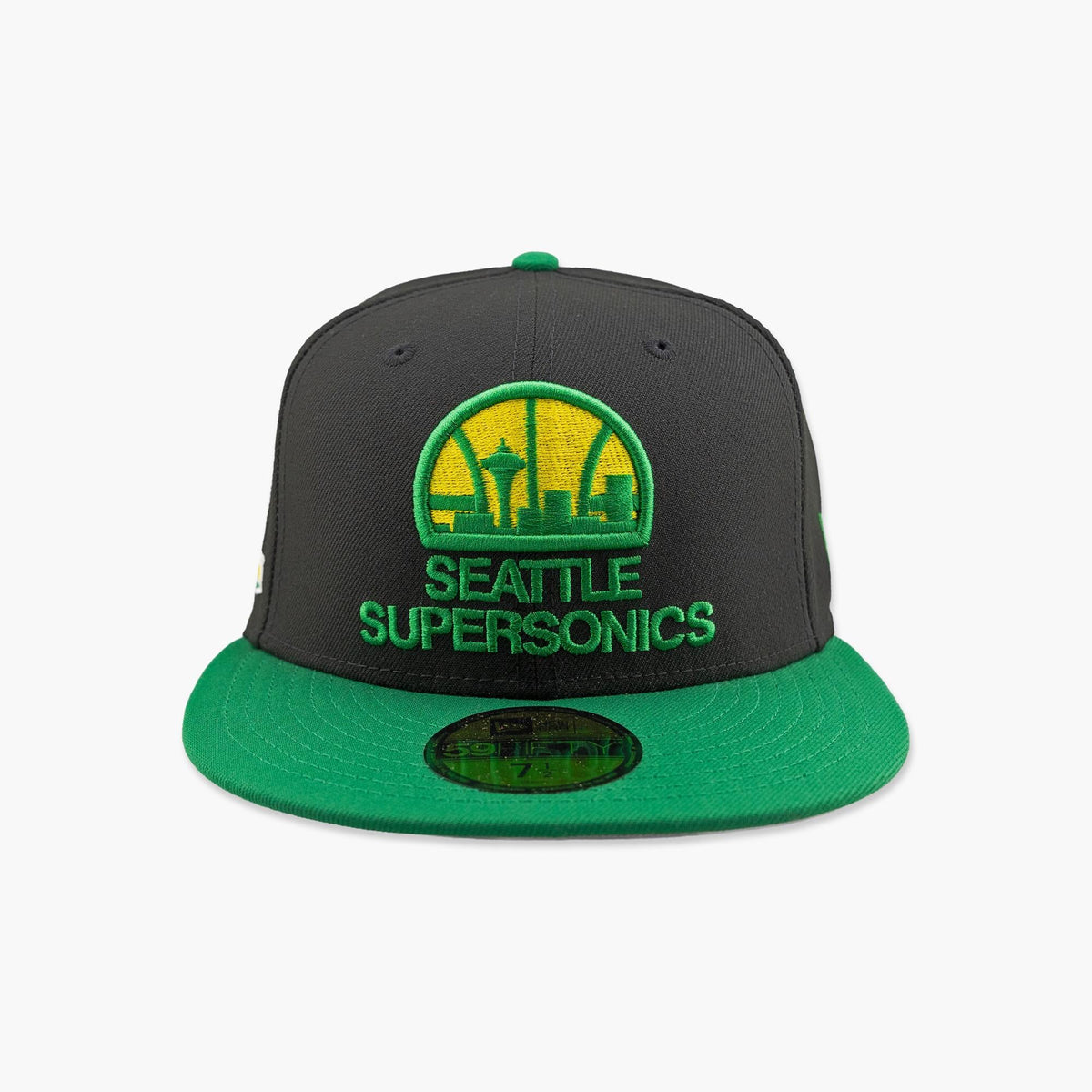 Seattle SuperSonics Black Green 1967 Skyline Fitted Hat