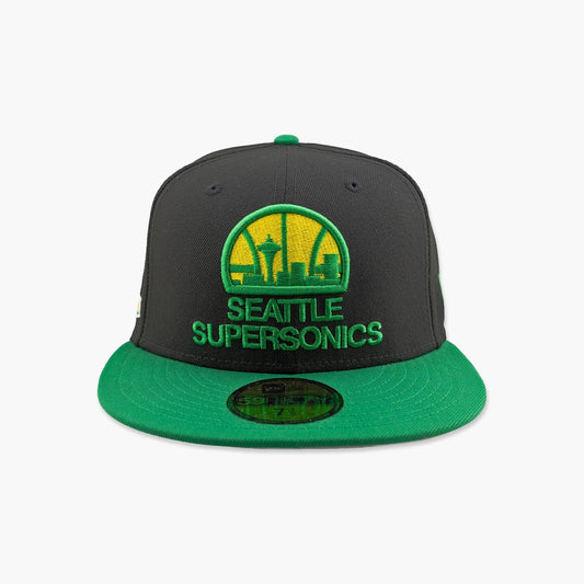 Seattle SuperSonics Black Green 1967 Skyline Fitted Hat