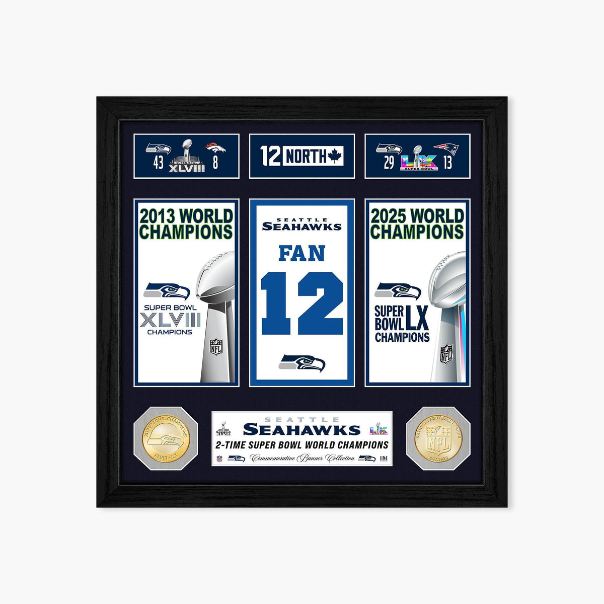 Seattle Seahawks Super Bowl Champions Banner Collection Bronze Coin Photo Mint