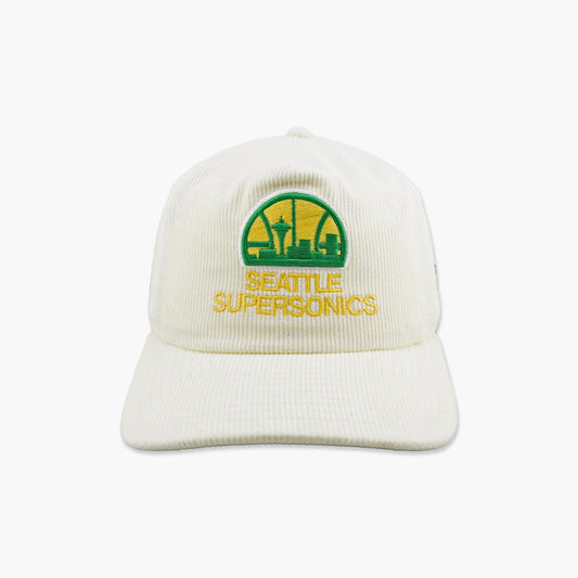 Seattle SuperSonics Chrome Skyline Logo Corduroy Golfer Snapback