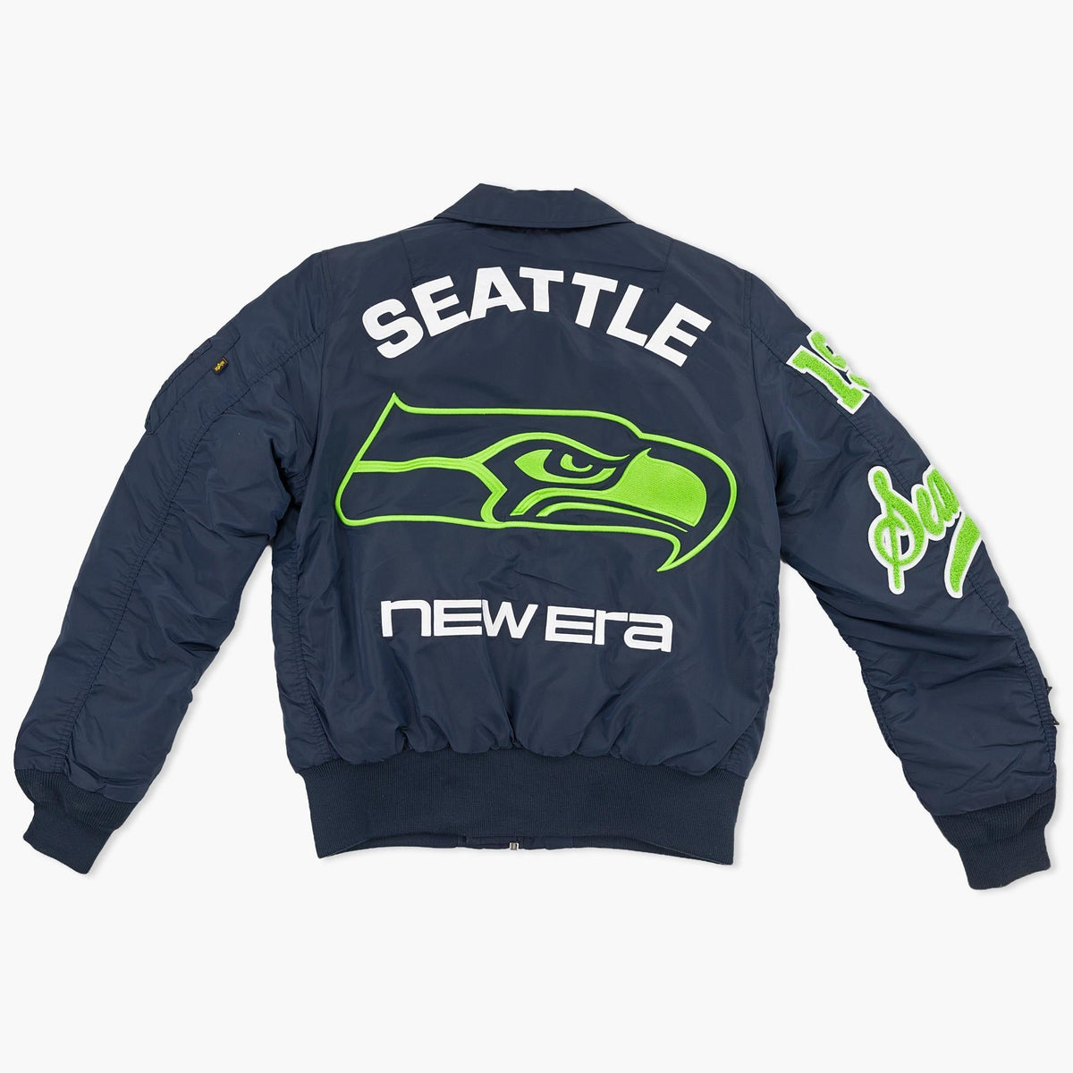 Seattle Seahawks New Era x Alpha Industries 2026 Navy Bomber Jacket