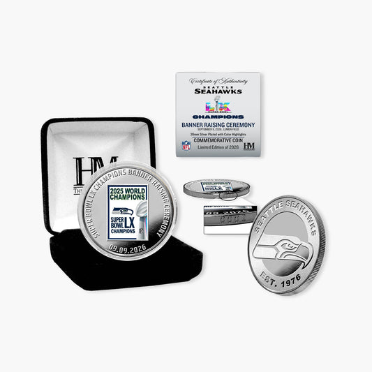 Seattle Seahawks Super Bowl LX Banner Raising Silver Plated Coin