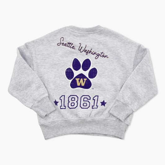 Washington Huskies Heather Grey Performer Youth Girls Crewneck