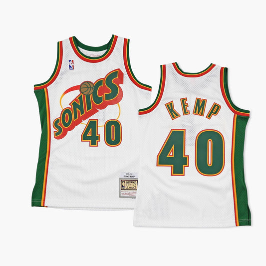 Seattle SuperSonics Shawn Kemp 1996 White Swingman Jersey