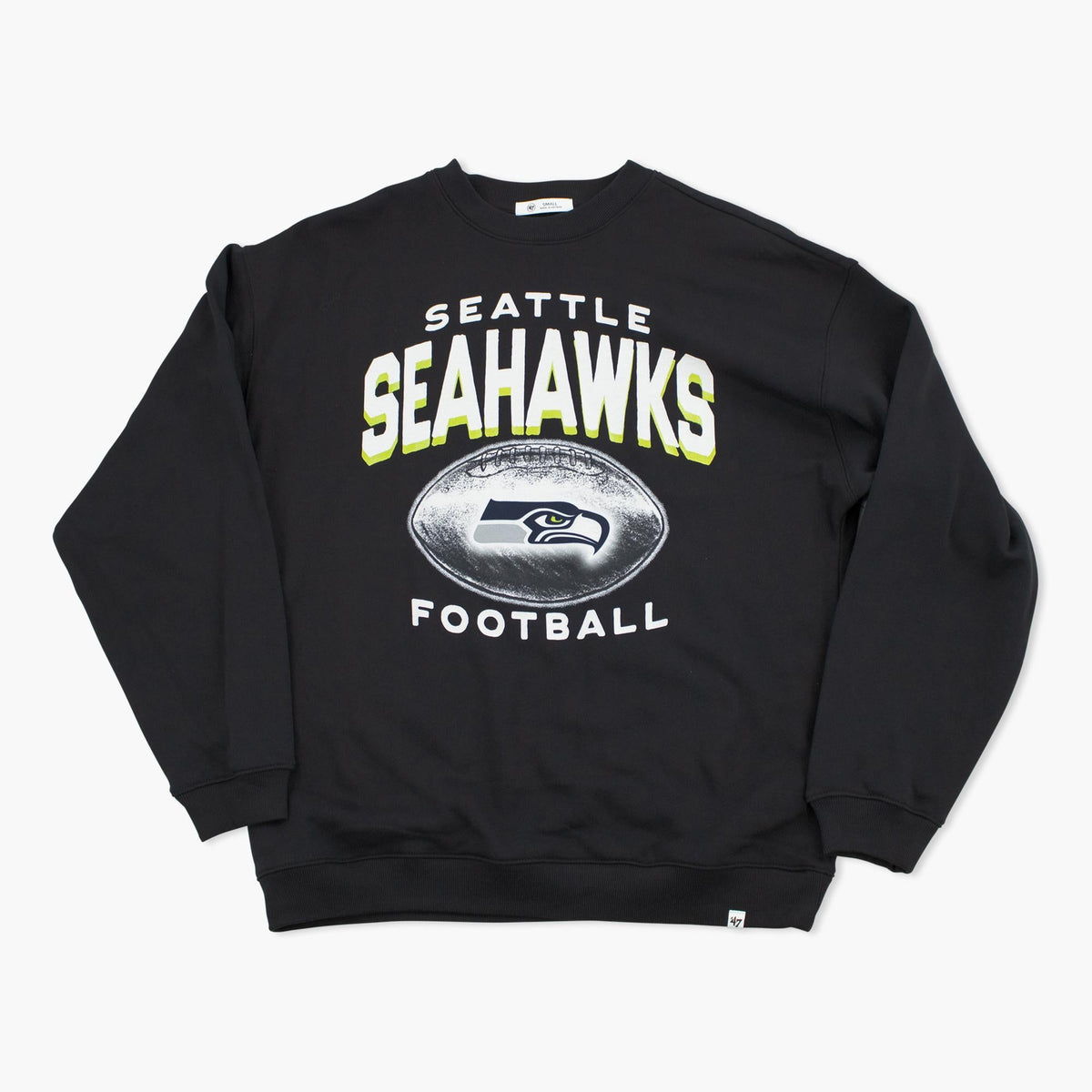 Seattle Seahawks Women’s Arch Storm Cloud Black Oversized Crewneck