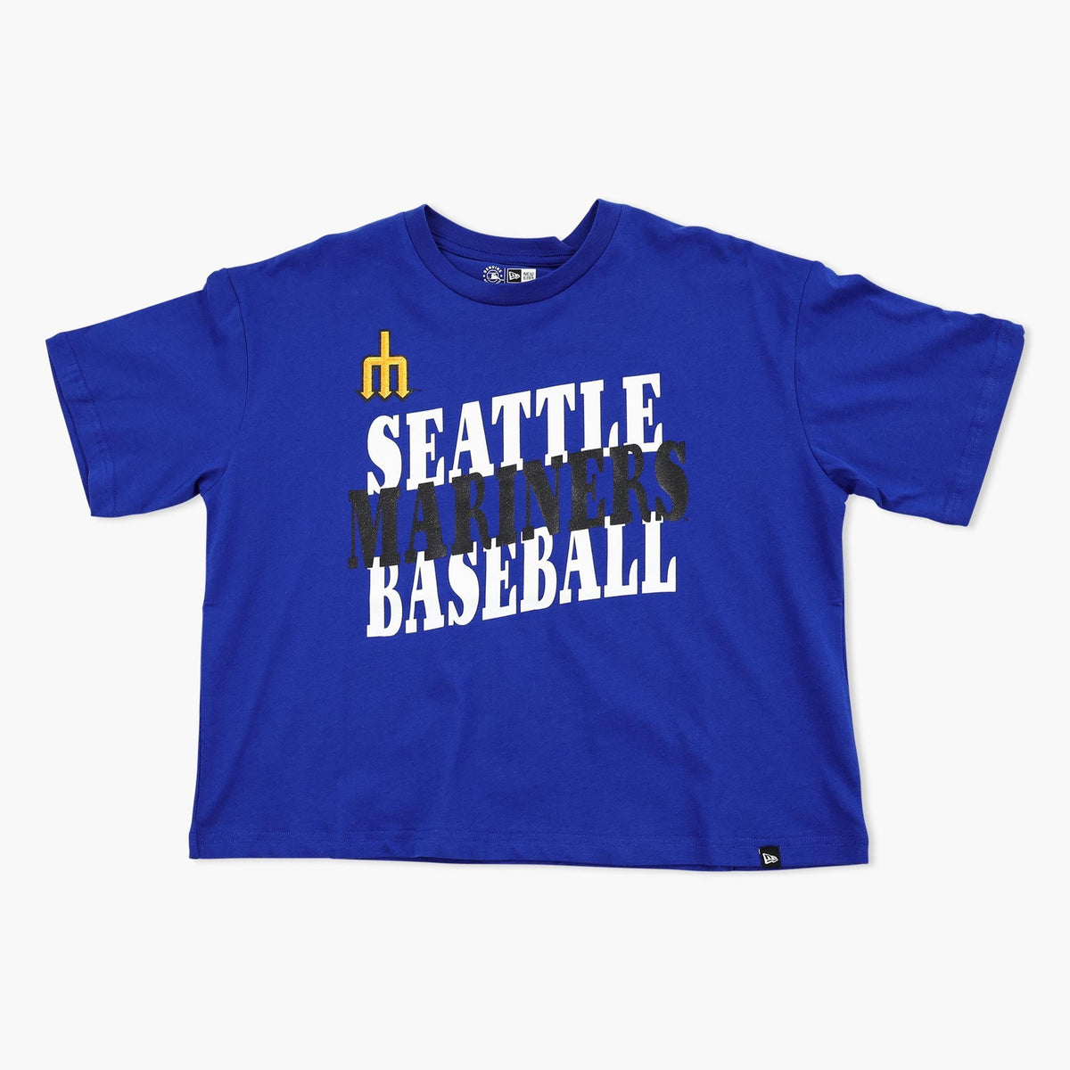 Seattle Mariners Royal Stacked Wordmark Cropped T-Shirt