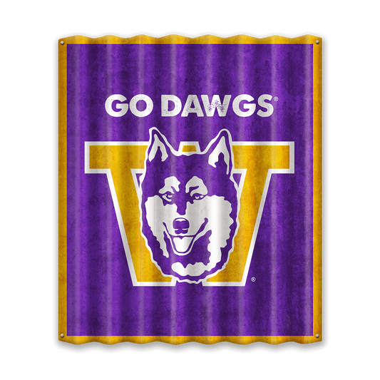 Washington Huskies: Go Dawgs - Corrugated Metal Wall Art