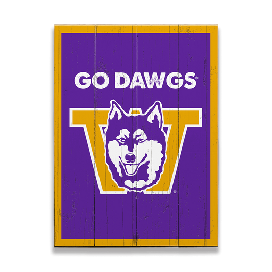 Washington Huskies: Go Dawgs Classic Throwback - Wood Plank Wall Art