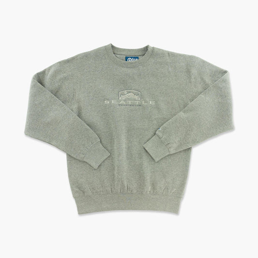Seattle Caliche Mt. Rainier Heather Grey Embroidered Crewneck