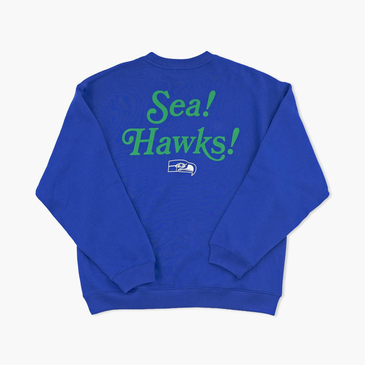 Seattle Seahawks Royal Throwback Shout It Out Oversized Women's Crewneck