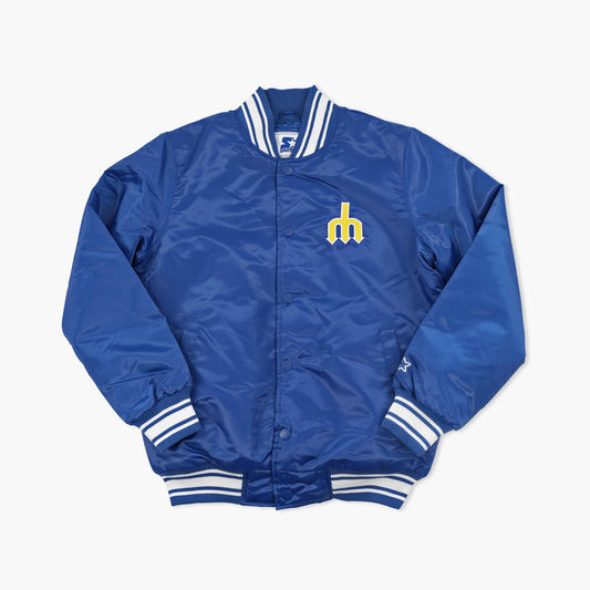 Seattle Mariners Royal Throwback Logo Starter Lightweight Satin Jacket
