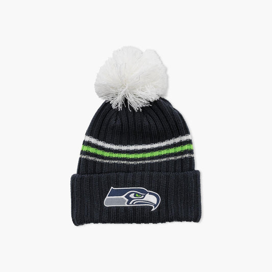 Seattle Seahawks Navy Fuzzy Script Cuff Beanie