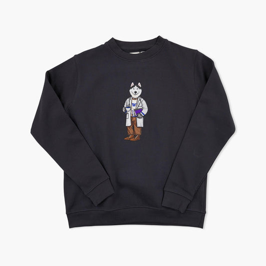Washington Huskies Black Med Student CrewDawg Embroidered Crewneck