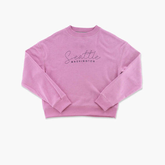 Seattle Embroidered Mauve Triumph Womens Crewneck