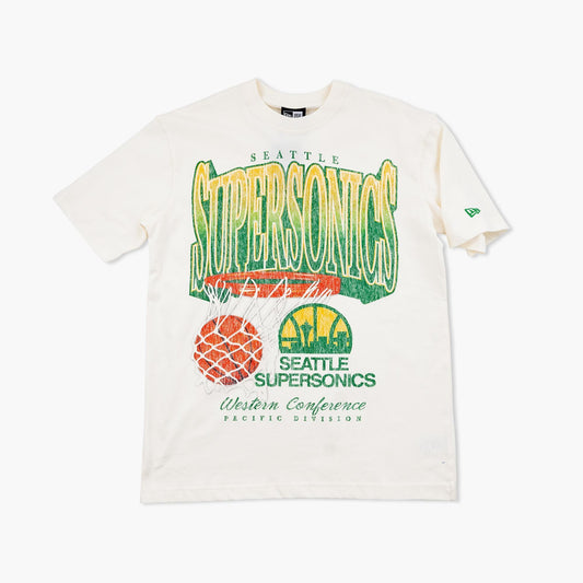Seattle Supersonics Cream Skyline Swish T-Shirt
