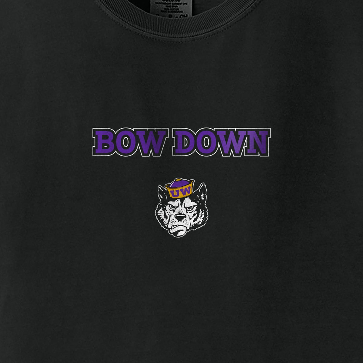 Washington Huskies Black Bow Down Comfort Colors Statement T-Shirt