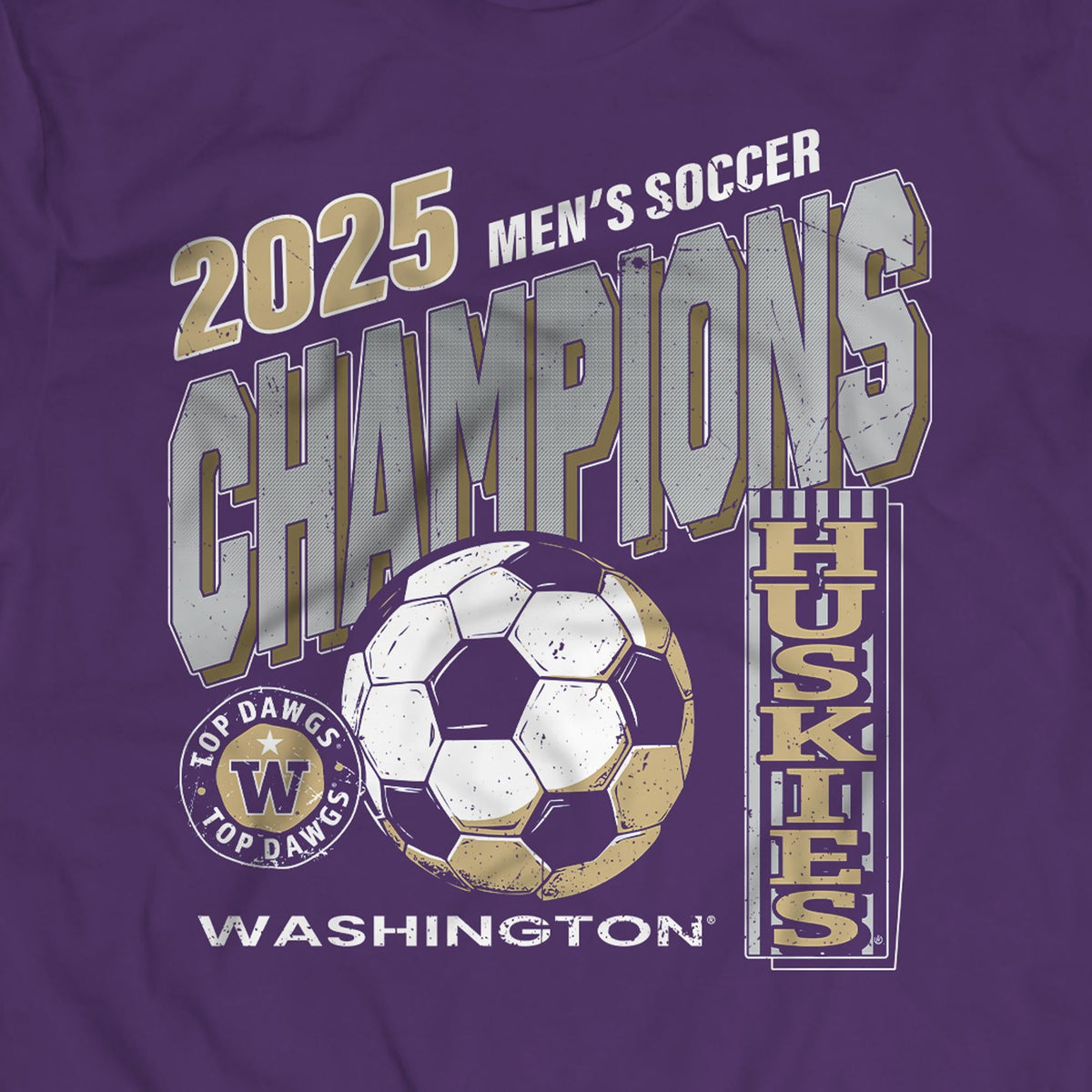 Washington Huskies Men's Soccer 2025 Champions Purple T-Shirt