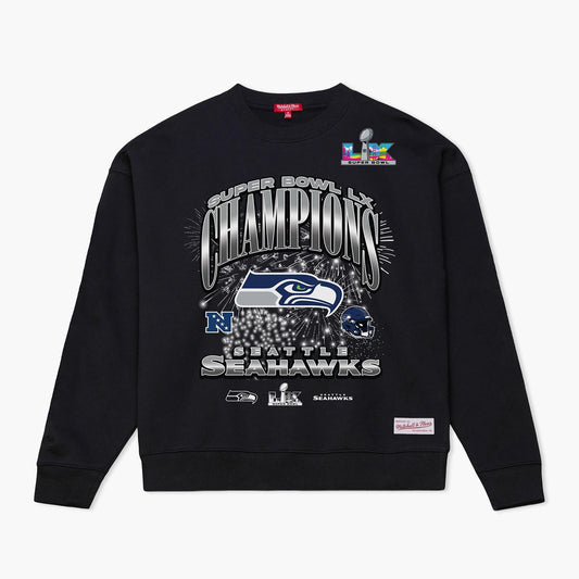 Seattle Seahawks Super Bowl LX Champions Celebration Women's Boxy Crewneck