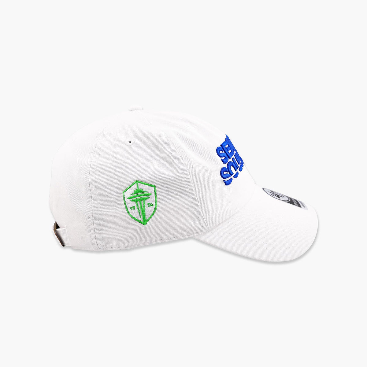 Seattle Sounders White Ballpark Script Clean Up Adjustable Hat