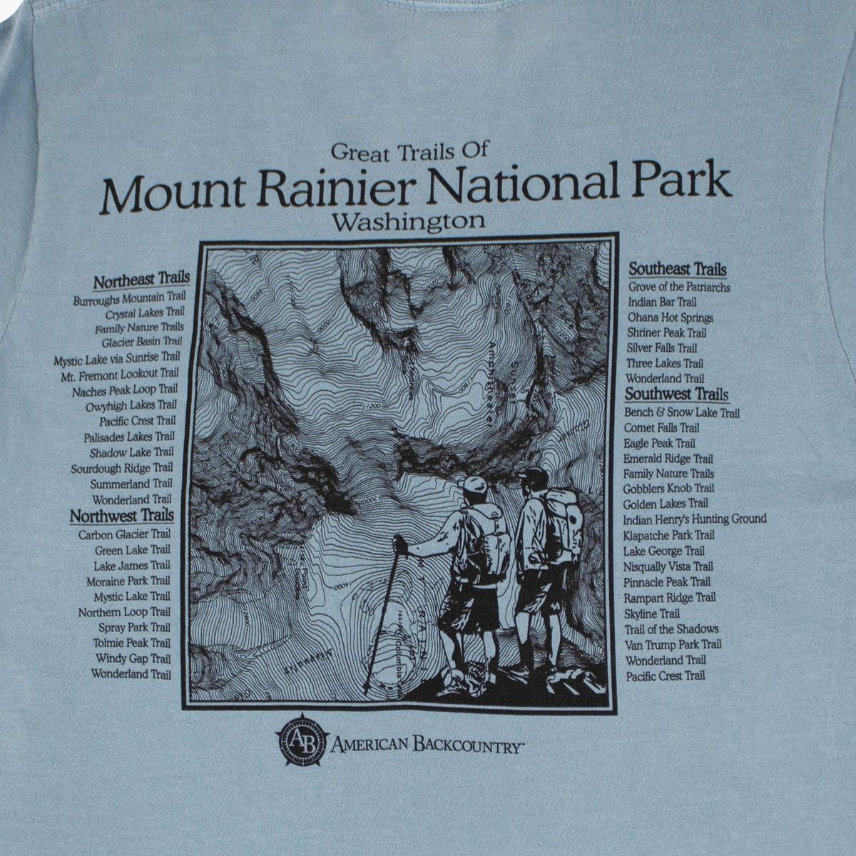 Trail Map Ice Blue Rainier T-Shirt