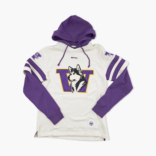 Washington Huskies Vintage Cream Split Zone Cornerback Hoodie