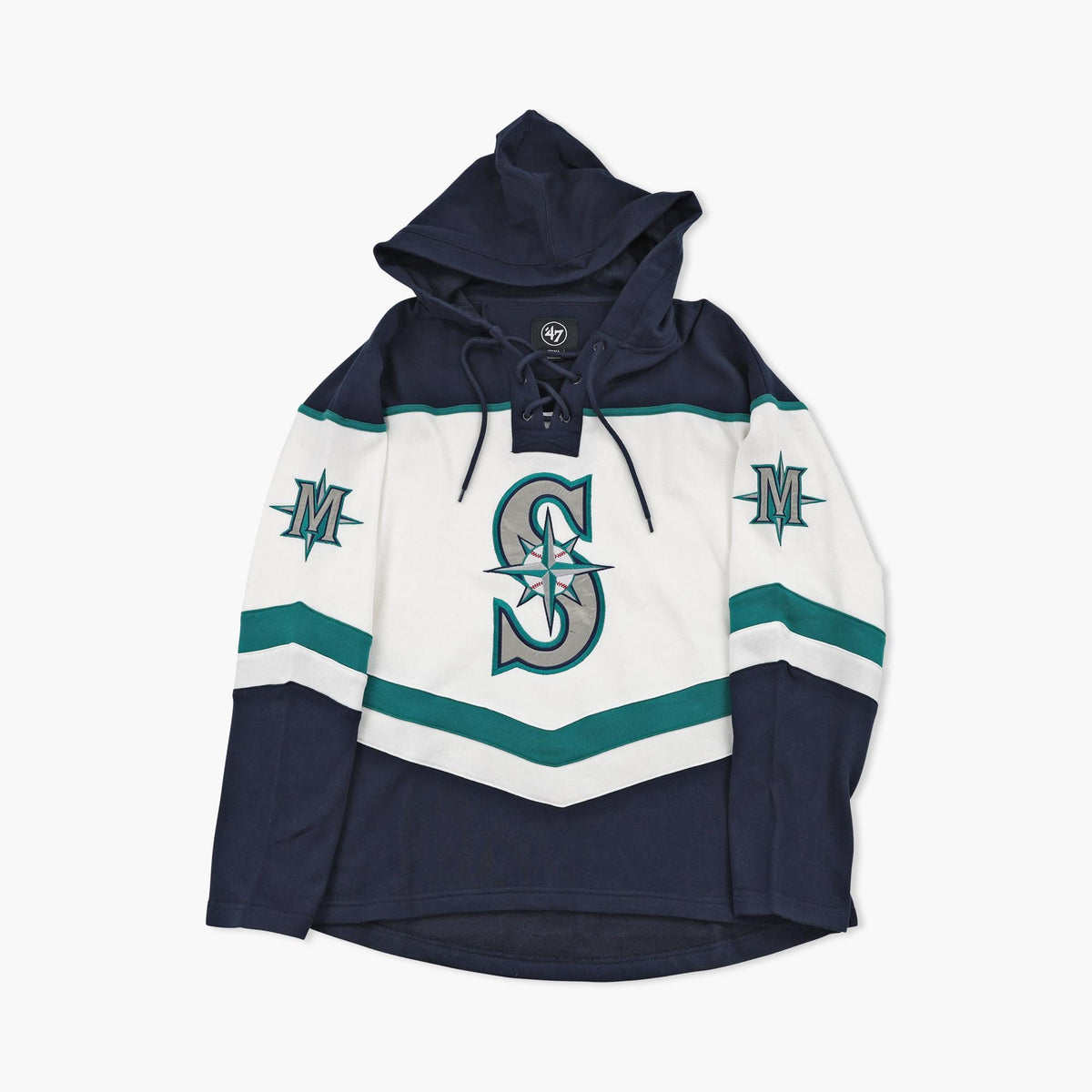 Seattle Mariners White Compass Logo Lacer Hoodie