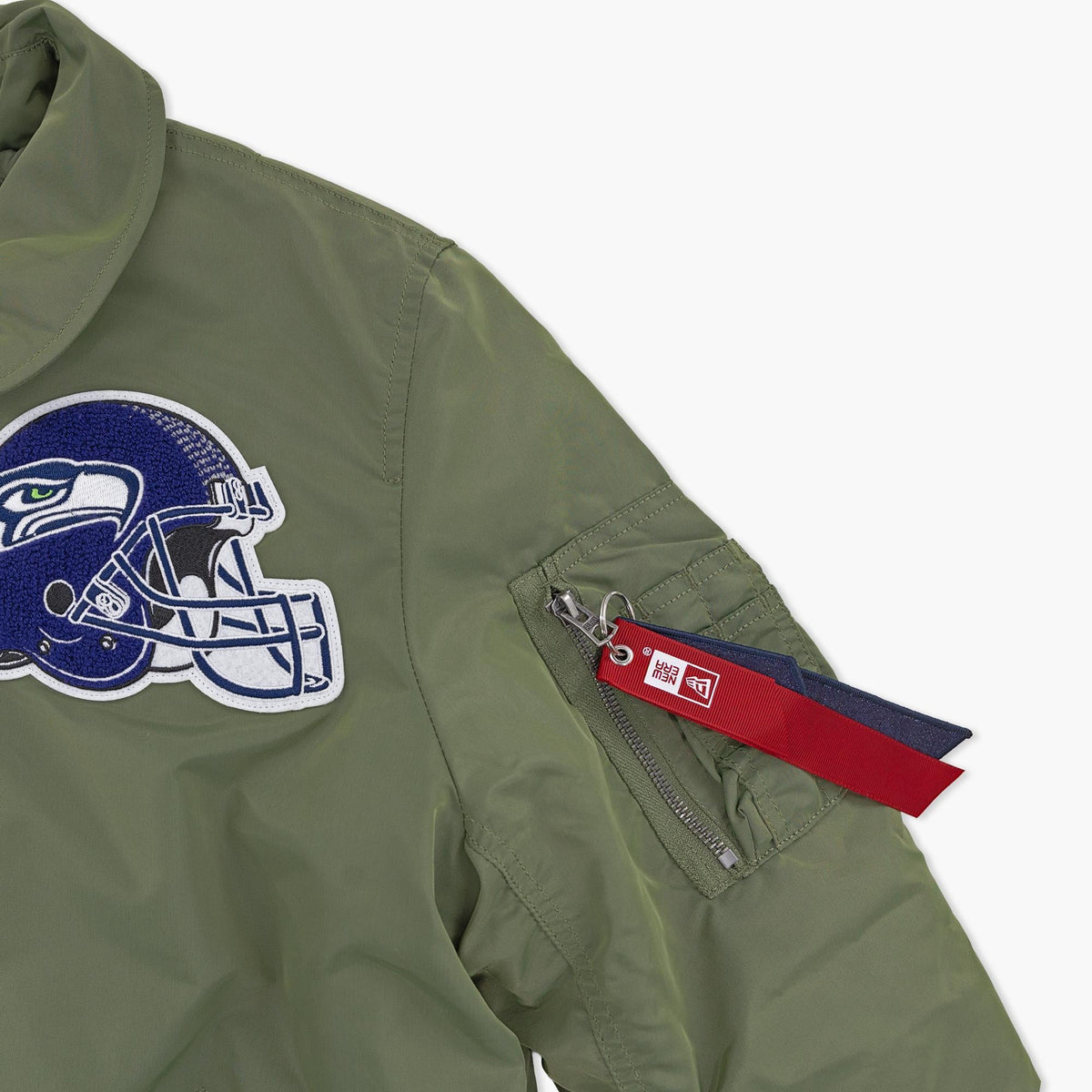 Seattle Seahawks New Era x Alpha Industries 2026 Hunter Green Bomber Jacket