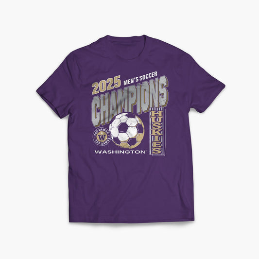 Washington Huskies Men's Soccer 2025 Champions Purple T-Shirt