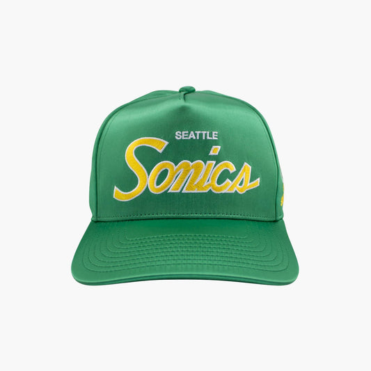 Seattle SuperSonics Satin Script Pro Crown Snapback