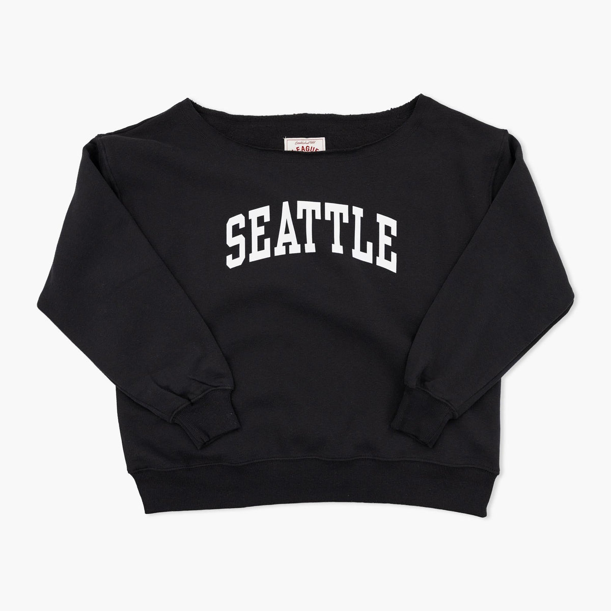 Tiffany Black Off Shoulder Seattle Womens Crewneck