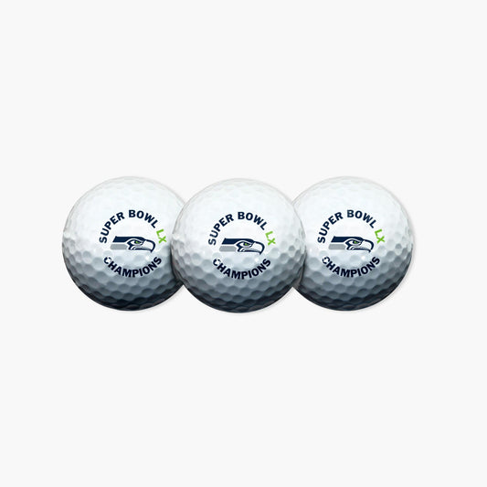 Seattle Seahawks Super Bowl LX Champions 3-Ball Golf Ball Set