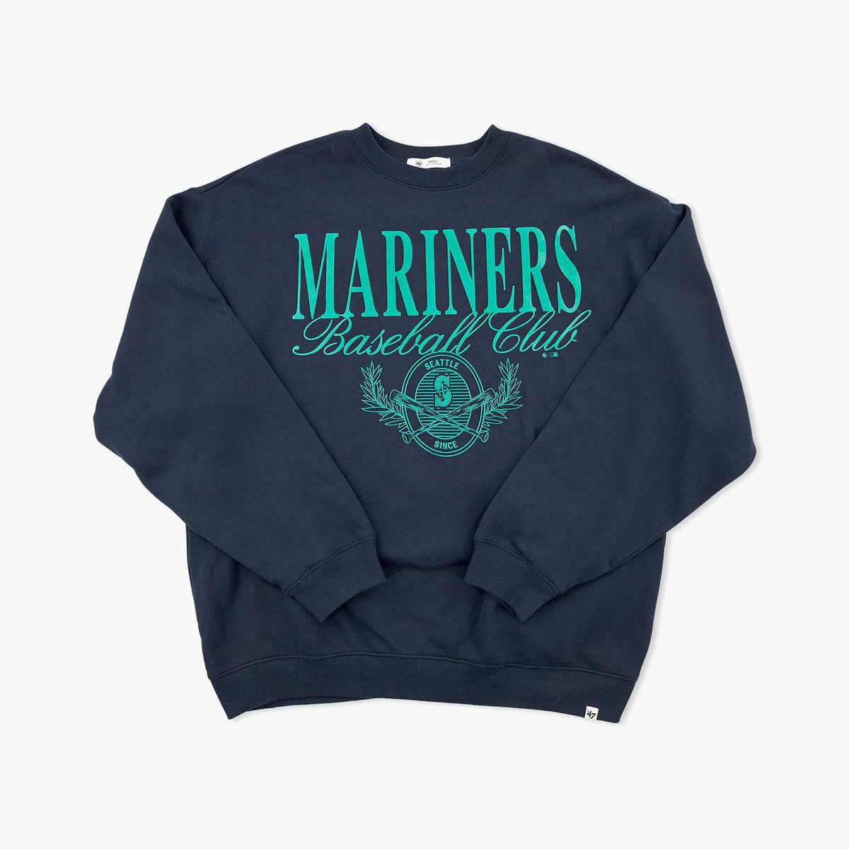 Seattle Mariners Navy Laurel Crest Women's Crewneck