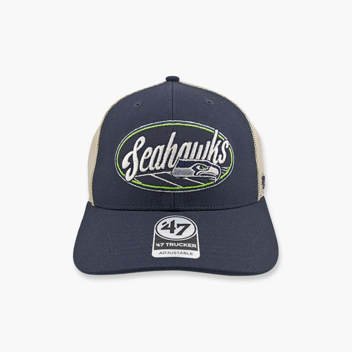 Seattle Seahawks Navy Enfield Strap Trucker Hat