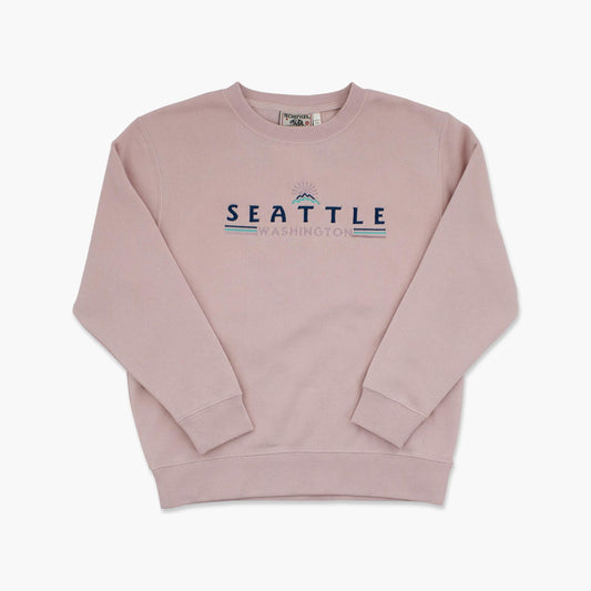 Blue Edge Pink Seattle Youth Embroidered Crewneck
